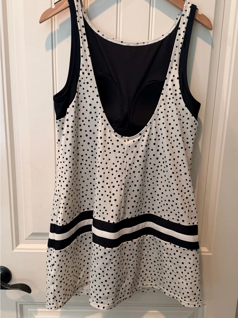 ECO SWIM Size 12 Polka Dot Tank Dress in Cream/Black Resort Vacay Chic Feminine
